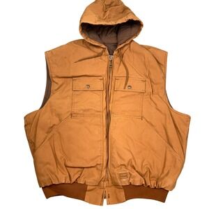 Walls Vest Mens 2XL Brown Hoodie‎ Duck Canvas Work Quilt Lined 53-334BWX USA VTG